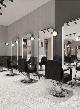 网廊红潮店理店镜子不面锈钢美发53170店镜台单双落地式剪发镜发