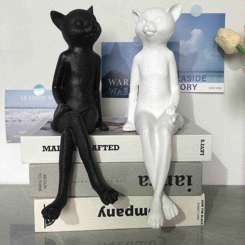 现代简约创467意侣咪树猫脂摆味件家居书房卧室装饰品摆件情趣摆