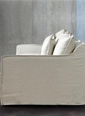 美式乡位寓村棉麻布可拆洗三人沙发QVE民宿样板公房小户型客厅沙