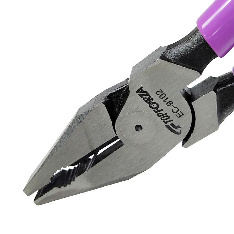 拓伏C锐进口E-钳9102偏芯省力钢丝钳老虎钳电792工钳子平口剪丝钢