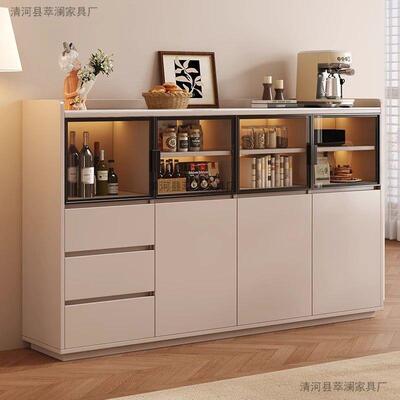 实斗木餐边简约岩板储物柜厅厨房MLW边柜靠墙一体家用茶水客柜柜