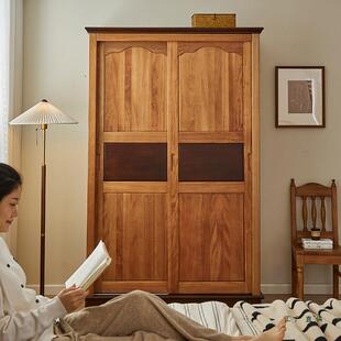 衣CNF柜卧室家用品橱衣小户推拉柜中古风红檀木儿型童收成纳柜