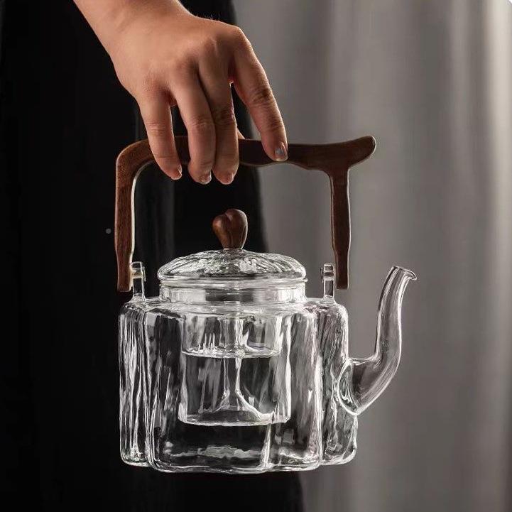 高硼硅耐提热量玻璃提梁壶大容蒸煮两用壶加厚耐高872温泡茶茶壶