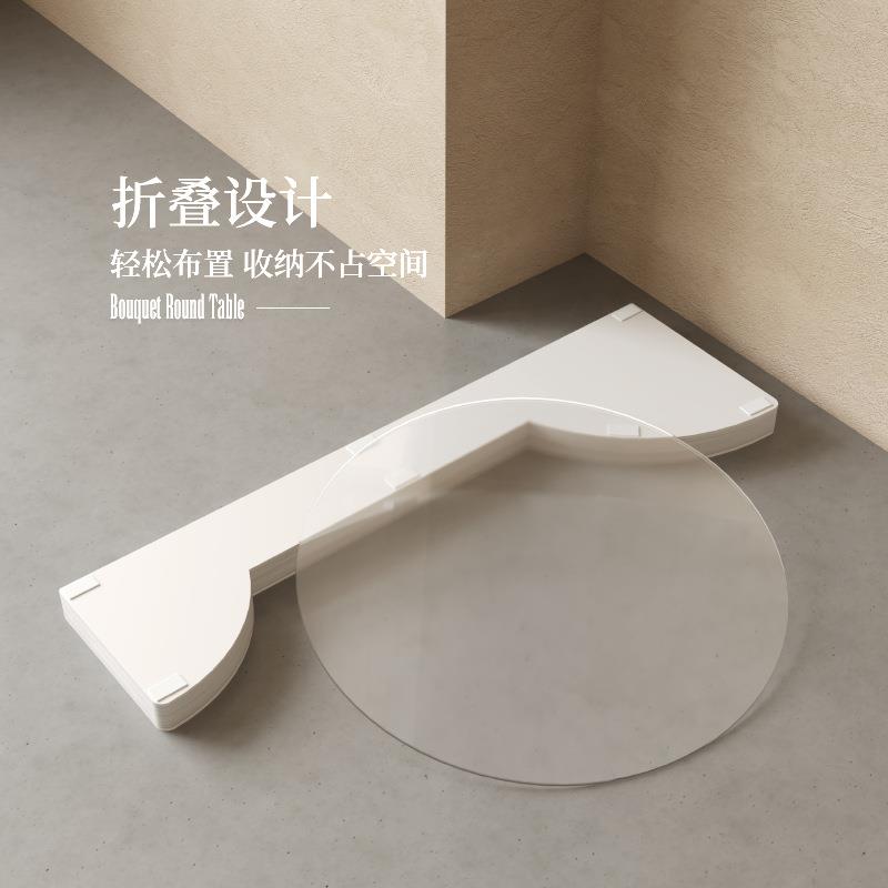 简约时尚桌子洽谈折叠家用圆小民宿台不占圆桌阳桌空间创意边几茶