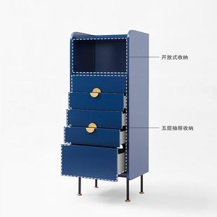 蓝色钢柜烤漆四斗琴柜创意个性玄关代简y-0138约储物现柜卧室抽屉