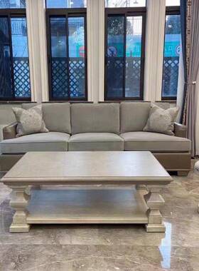 237美轻奢实木茶几art法式建筑几复兴茶桌用做旧家长方式形客厅茶