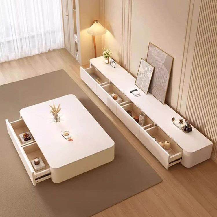 奶户油风岩板茶440几电视柜组合厅家电用小型现代客简约落地视柜,住宅家具,茶几+电视柜,淘宝优惠券,粉丝福利购,淘宝优惠卷