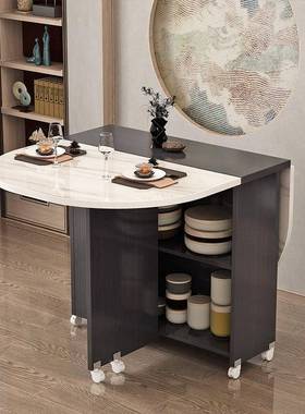 家用能折叠餐桌小户型JCE可移动带轮简易长方厅形多功饭餐宿舍吃