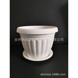 工厂直销KD2001W白色竖条码 条纹塑料花盆容器家庭园艺器材服用品