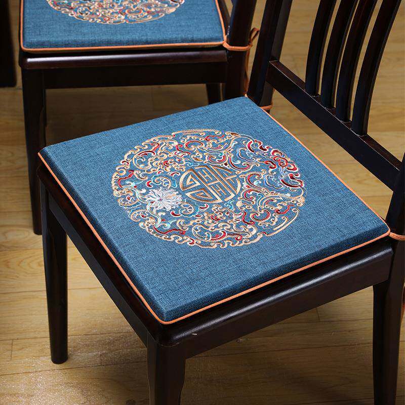 新中式红色坐垫新中式餐桌椅子垫结婚喜庆椅垫高档实木茶桌座垫