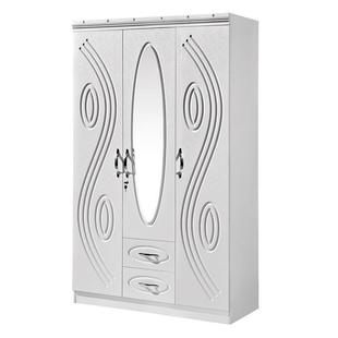 密度板吸塑衣柜家用卧室三门衣柜平开门大容量衣服收纳