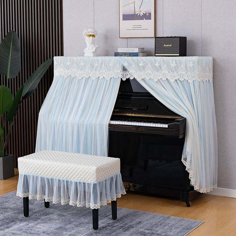 典雅法式白色蕾丝钢琴防尘罩全罩高档轻奢刚琴凳罩电子钢琴套全聚