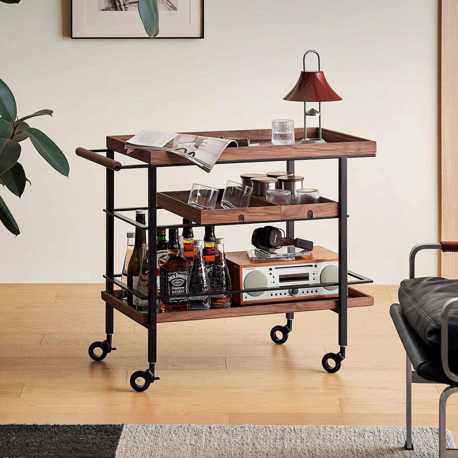 轻奢复古黑胡桃木实木置物茶几设计师款客厅可移动边几极简小推车,纺织面料/辅料/配套,纺织机械配件,淘宝优惠券,粉丝福利购,淘宝优惠卷