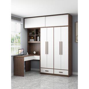 实木转角连体书桌柜小户型L学生写字台家用电脑桌带7字一体橱组合