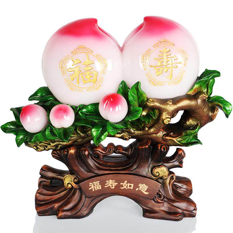 树脂工艺品寿桃摆件祝寿7080大寿送礼大寿桃仿玉客厅摆件工厂