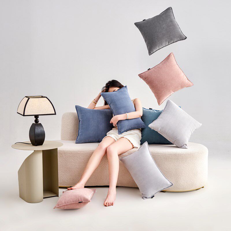 定制雪尼尔人字纹抱枕长方形靠枕沙发大靠垫客厅沙发靠背套不含芯