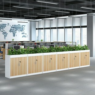 包安装办公室隔断墙柜放花草盆柜子绿萝架装饰屏风花槽柜矮柜靠强