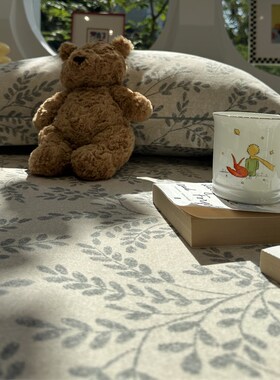 美式田园灰色小叶子纯棉秋冬磨毛床笠床单单件1.5m全棉床垫保护套