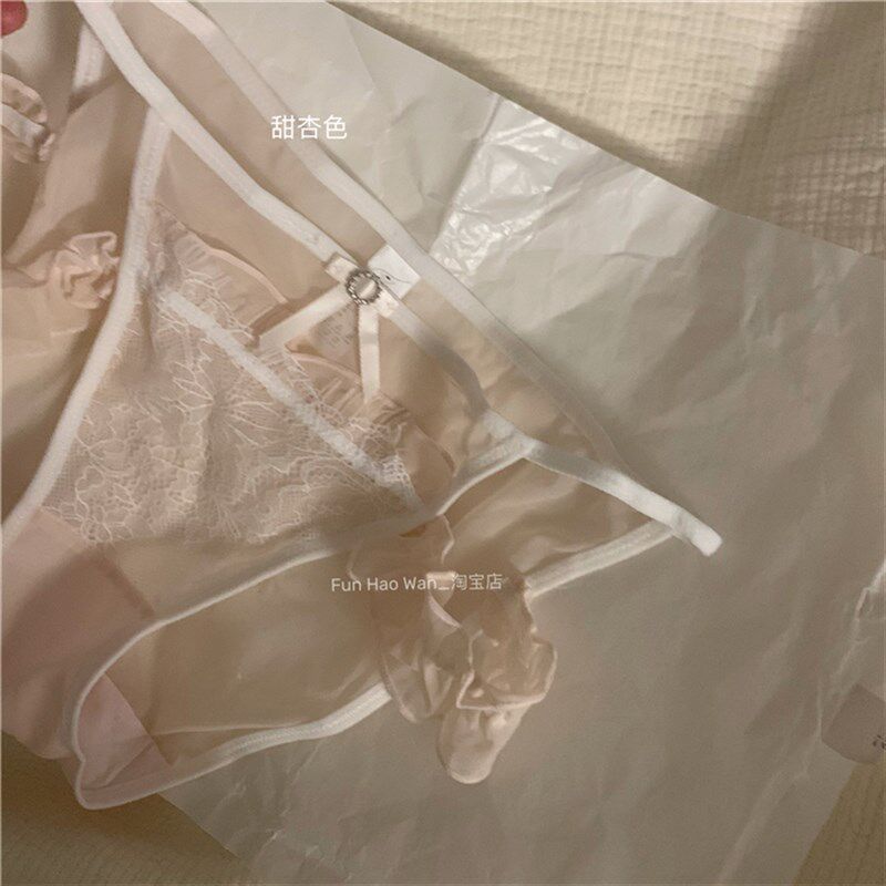 盐系青绿~软软网纱内裤 甜欲小性感 腰间镂空 温柔蕾丝边三角夏日