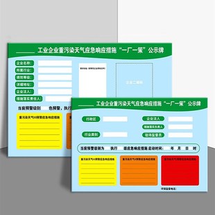 工厂一厂一策公示牌环境保护标识贴纸企业重污染天气应急警示牌展