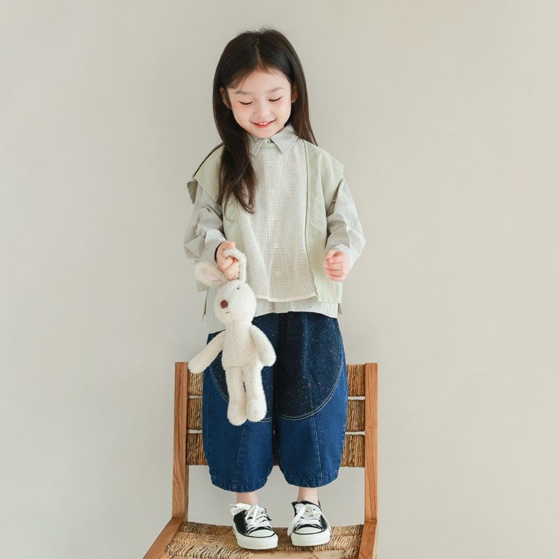 utouto大耳象女童彩点拼接牛仔裤2024春季新款儿童时髦个性裤子,童装/婴儿装/亲子装,儿童牛仔裤,淘宝优惠券,粉丝福利购,淘宝优惠卷