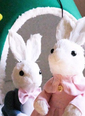 JK慕空间涤纶白色兔子儿童房家居饰品创意摆件新婚礼物送新人礼品