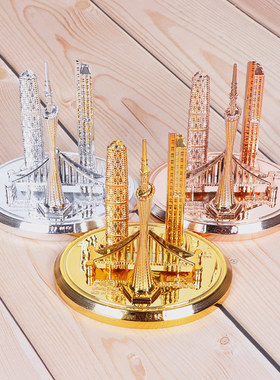 广州塔小蛮腰标志建筑模型东塔西塔猎德大桥旅游纪念品