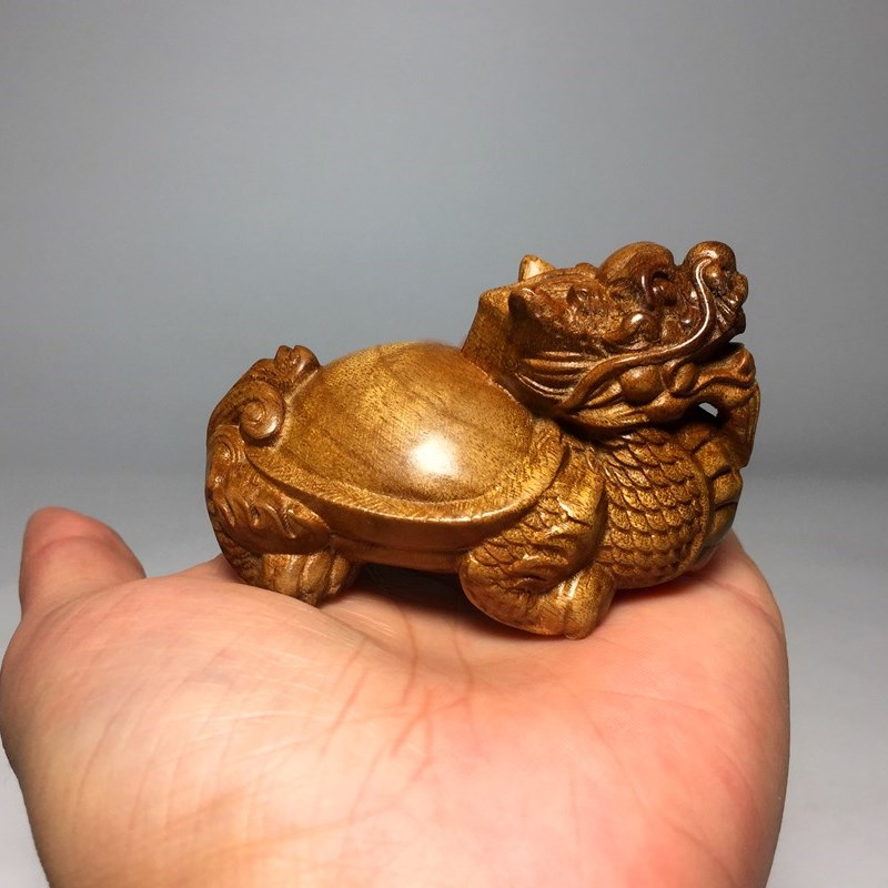 金丝楠龙龟小叶桢楠枯木老料摆件手把件镇宅招財动物福气礼品木雕