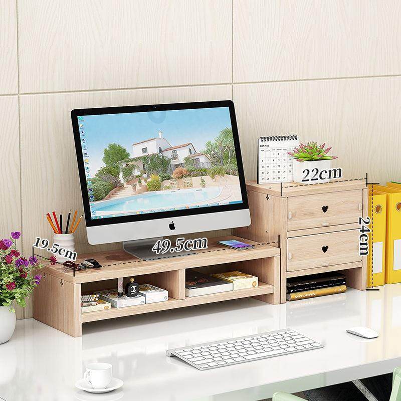 办公整理电脑增高架双层+三办式公室桌面收垫纳高台置物架底座储