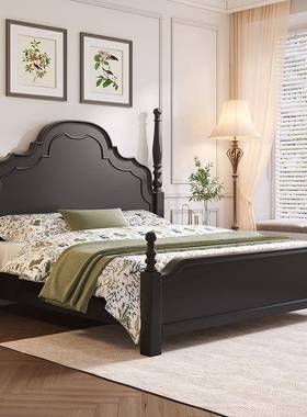 实木床美轻奢复古米双人床1.8米法式安娜现代简约1.PEH卧5主式公