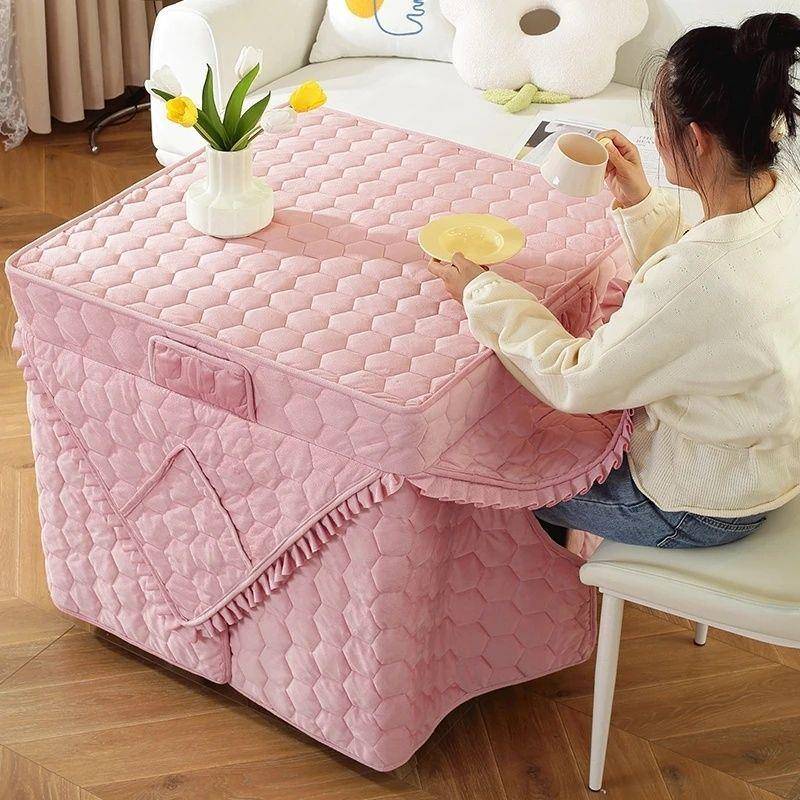 绒面烤厚火罩月挺家纺正方形火桌取茶几暖桌罩套保暖罩加冬季取暖