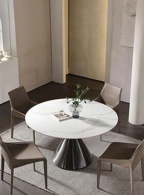 德利HTY丰岩圆餐桌锈钢轻奢形家用小不户型饭桌板现代简约岩板圆