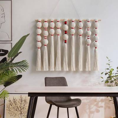 式圆球流苏壁挂手工编织挂毯墙装z413宿饰挂件名酒店欧装饰壁挂面