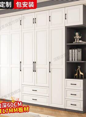 实木衣柜家用卧室户型简易结实橱儿童带抽屉柜子租房RIZ大衣出钉