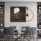 现餐厅装 饰画代轻奢高档餐桌背景墙壁SQ8543画时静厅音尚钟表画饭