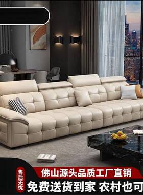 尚美新款现代型生皮沙XOJ发厅直排大小客户储态物整装高靠背皮艺