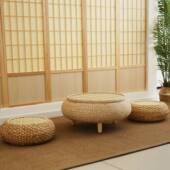 桌圆形工草手编榻榻藤编桌子日式 茶LEG桌飘窗阳台民宿炕米小茶几