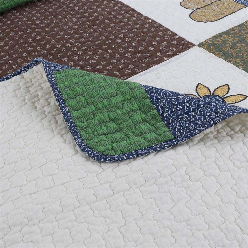 全棉绗缝被三件a0套欧式上品单用床拼卡通小羊印花接床床盖被子