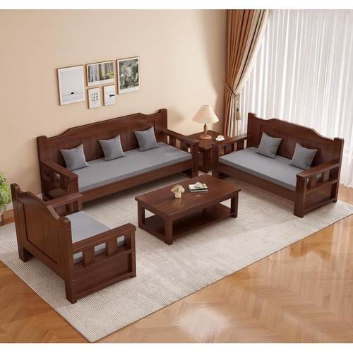 全实木沙发组合小户型简约休闲客ZIE厅台阳新中式简易质木靠背长