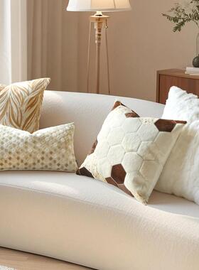 复021251奶油中风古美拉德客厅古沙发座靠枕飘窗卡椅其色割绒马匹