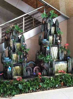 养鱼水池假山石造水庭院装饰招财流喷泉摆71401件景墅阳别台大厅