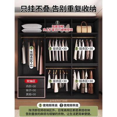 木实衣柜卧室用分段平开出租房到用儿童经济柜家子橡木PRF顶衣橱