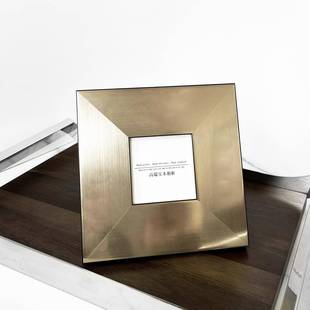 奇奥相框正方形简约奢拉丝金112宽色轻边质感摆画台客厅样板房摆