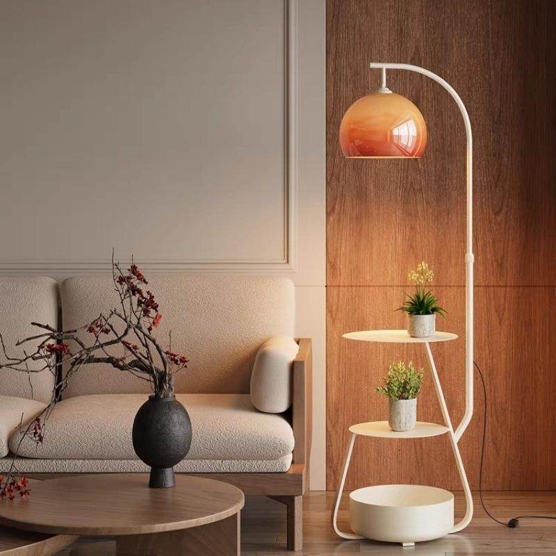 玻璃柚13501子厅沙发落地灯头卧室床柜一体台玻璃灯罩立式氛围灯