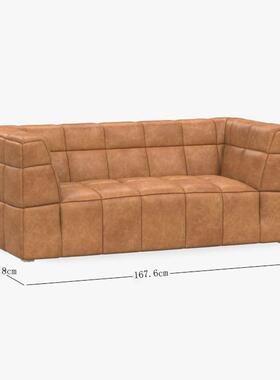 村LNC美式乡现代客简约轻奢布艺艺皮双人沙发厅会客酒店别墅样板