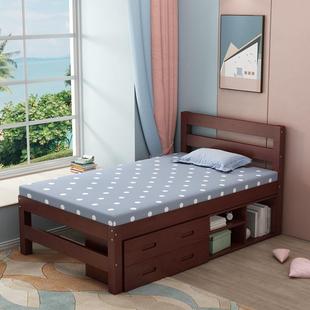 实木床架现代简约1.2米单童人家床用儿1.5高脚1.收8CM-5m双人纳储
