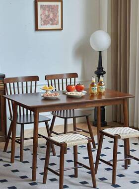 OQB实用木餐胡桌长方形现代吃饭桌子家小型户简约桃餐桌椅组合