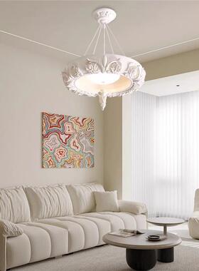 复古FVM膏灯Athe石na法式雕花客厅吊灯设计师奶油卧风室餐主灯厅