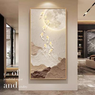 九代鱼图玄TW-20402装饰关画现简约户正对门壁画高级感走入廊过道