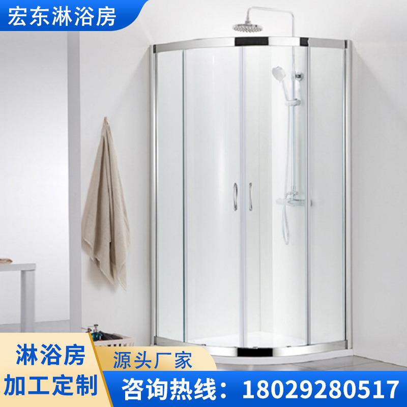 供应弧扇形淋浴房玻璃隔断一体式家用整体沐浴室双开门洗澡间